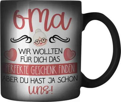 Produktbild von Trendation - Beste Oma Geschenk Farbwechsel Zauber-Tasse Geburtstagsgeschenk Enkel Geschenkideen Lustig Geburtstag (Schwarz)
