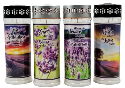 Produktbild von 4er SET Premium 7 Tage Design Grablicht "LAVENDEL"