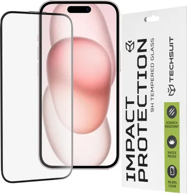 Obrázek produktu pro Techsuit 111D Full Cover / celopolepené tvrzené sklo - iPhone 15 - Černá