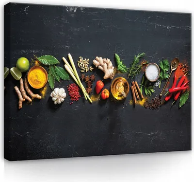 Produktbild von Leinwandbilder Küche Gewürze 100x75 cm XXL Modern Canvas Leinwand Bilder Leinwandbild Wandbilder Kunstdruck Wand Bild auf Leinwand Aufhängefertig