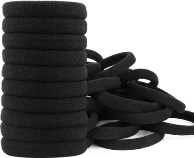 Produktbild von 100 Stück Haargummis Schwarz, Haargummi Schwarz Weich Elastische Haar Bobbles für Damen Mädchen Kinder, Starke Stretch Haarbänder Pferdeschwanz für Dickes Haar