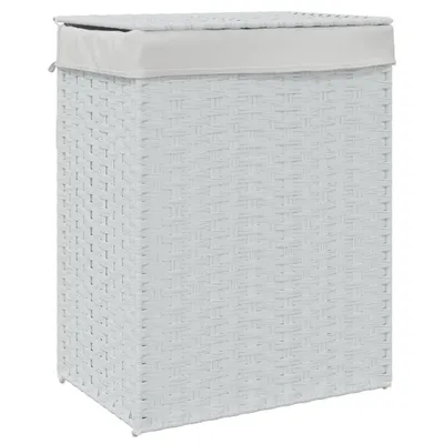 Produktbild von vidaXL Wäschekorb mit Deckel Weiß 46x33x60 cm Poly Rattan
