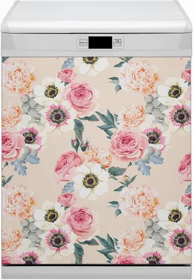 Produktbild von Dekorative Magnetmatte Küche Geschirrspüle 60x80 cm  Magnet für Spülmaschine  - Pastellblumen