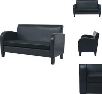 Zdjęcie produktu dla vidaXL 2-osobowa sofa z imitacji skóry czarna - Sofy