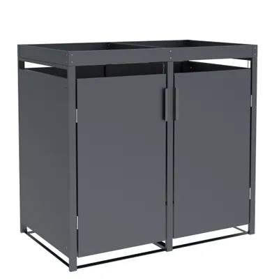 Produktbild von DEGAMO Mülltonnenbox 2er ULM 132x80x124cm mit Pfanzkasten, Stahl anthrazit