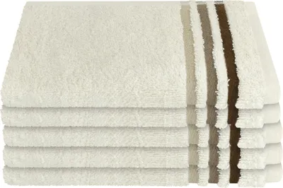 Produktbild von Schiesser Frottier Gästetuch Skyline Color im 5er Set | 100% Baumwolle aus nachhaltiger Produktion | saugstark, weich, farbecht | 30x50cm | Creme