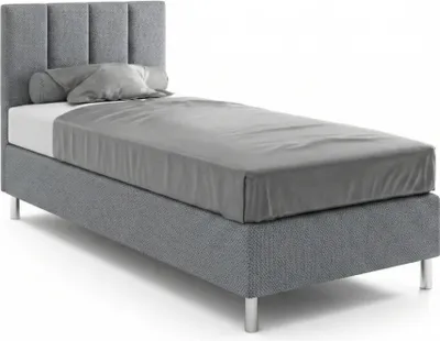 Obrázok produktu pre Hotelová posteľ 90x200 cm Sivá - Boxspring pre ubytovacie zariadenia - Čalúnená posteľ, vodeodolná tkanina - Možnosť spojiť do dvojlôžka - THIRA
