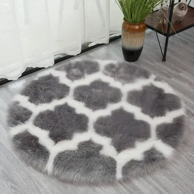 Image de Tapis rond cercle moelleux pour bureau salle à manger chambre enfant balcon extérieur mignon bébé chambreReproduction,39,4 pouces gris