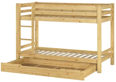Produktbild von Stockbett Etagenbett Kinderzimmer Kiefer Zubehör wählbar 90x200 Kinderbett V-60.09-09Rollrost und Bettkasten inkl.