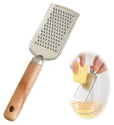 Feine Reibe aus Edelstahl mit Buchenholzgriff, 22,7 cm
