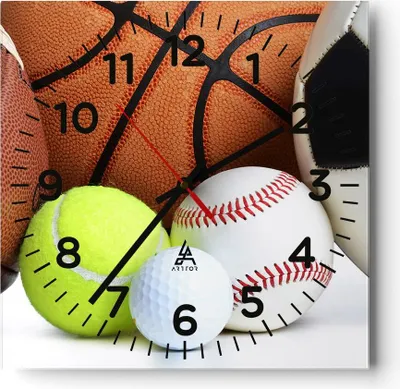 Produktbild von Wanduhr - Quadrat - Glasuhr - Fußball Ball Sport Golf - 40x40cm - Schleichendes Uhrwerk - Lautlos - zum Aufhängen bereit - Dekoration Modern - Wanddekoration aus Glas - C4AC40x40-2793