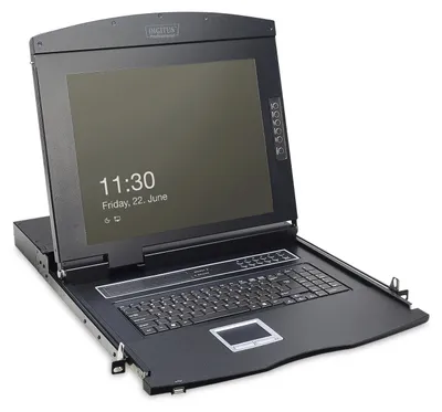 Produktbild von Digitus 17" LCD KVM Konsole, 8-Port VGA, deutsche Tastatur, 43,2 cm (17"), 1280 x 1024 Pixel, 1000:1, TFT, 16,78 Millionen Farben, VGA