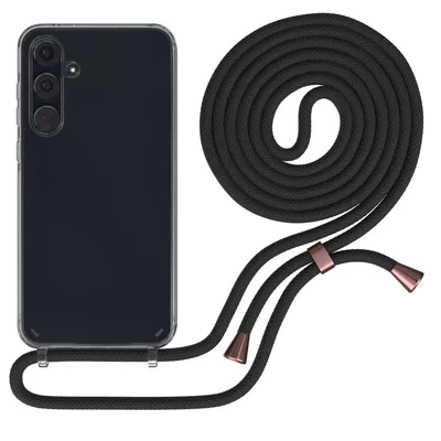 Produktbild von EAZY CASE Handykette kompatibel mit Samsung Galaxy A55, Handyhülle mit Umhängeband, Handykordel, Schutzhülle Clear, Band in Schwarz