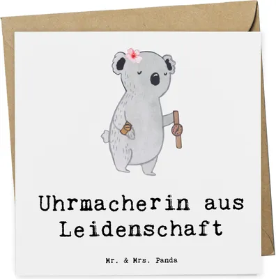 Produktbild von Mr. & Mrs. Panda Glückwunschkarte Uhrmacherin Leidenschaft - Weiß - Geschenk, Grußkarte, doppelkarte, faltkarte, Klappkarte, anlasskarte