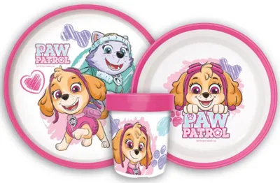 Produktbild von Paw Patrol Skye Everest Kinder Geschirr-Set 3 teilig Becher Teller Schüssel