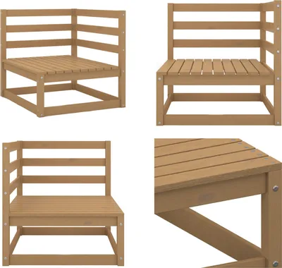 Produktbild von vidaXL Garten Ecksofa Honigbraun Massivholz Kiefer - Ecksofa - Ecksofas - Holz Ecksofa - Holz Ecksofas