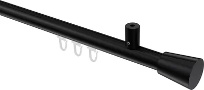 Produktbild von Interdeco Innenlaufstange / Gardinenstange mit Innenlauf Schwarz, Typ Sonius Sitra (Konus) Deckenmontage, 20 mm Ø 1-läufig, 200 cm
