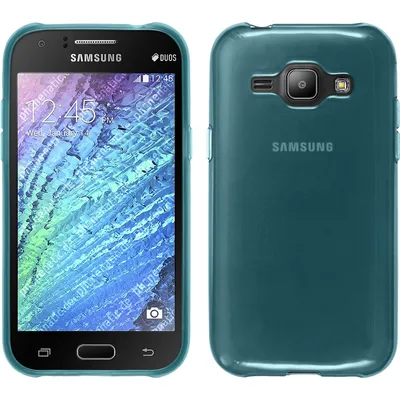Produktbild von PhoneNatic Case kompatibel mit Samsung Galaxy J1 (2015 - J100) - türkis Silikon Hülle transparent + 2 Schutzfolien