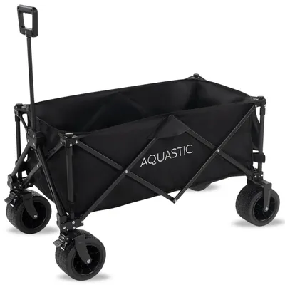 Imagen del producto de Carro de mano plegable, 90x47x55 cm, 127 litros, con ruedas grandes, ideal para la playa y el jardín