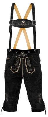 Image de Steigenhöfer, pantalon en cuir pour homme, modèle "Kniebund Reinhold", couleur noire, taille 62