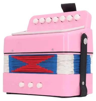 Image de Acordeon à boutons pour débutants, 7 touches, 2 basses, enfants, instrument de musique pédagogique, pratique de la scène, rose