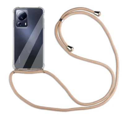 Produktbild von Handykette für Xiaomi 13 Lite Handyhülle mit Band Hülle mit Kordel Handy Tasche Beige / Braun