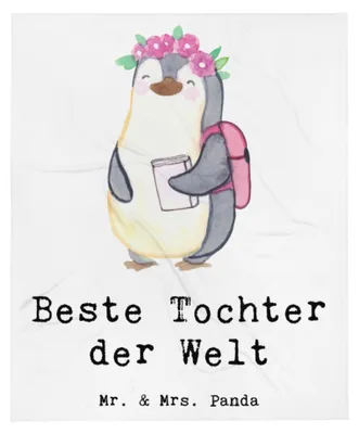 Produktbild von Mr. & Mrs. Panda Bettdecke Pinguin Beste Tochter der Welt - Weiß - Geschenk, Kinder, Decke, Dankeschön, Familie, Plaid, Geschenkidee, Tagesdecke, Kuscheldecke, Sofadecke