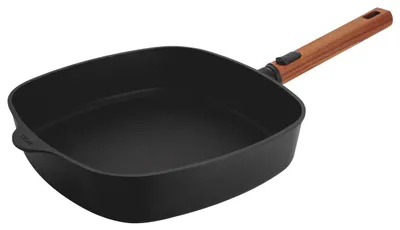 Zdjęcie produktu dla Patelnia kwadratowa Woll "ECO Logic QXR", 28 x 28 cm, ze zdejmowaną drewnianą rączką (BEZ ) - Nadaje się do indukcji