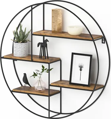 Produktbild von Wandregal Vicco Fyrk Antikholz 55 x 55 cm Rund, Model 31074