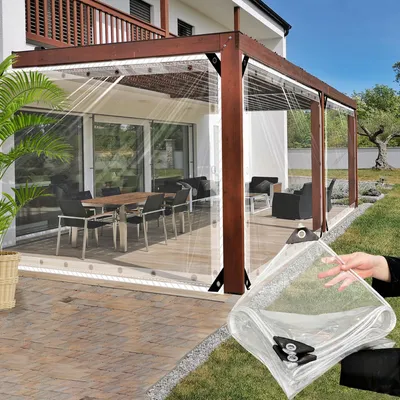 Productafbeelding van Afdekzeil, waterdicht, transparant, met ingestanste ringen, 3,0 x 4,0 m