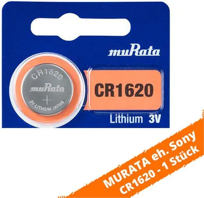 Produktbild von 1 x Batterien muRata eh. Sony CR1620 Lithium Knopfzelle 80mAh 3V CR 1620 NEU