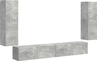 Produktbild von vidaXL TV-Wandregal-Set 4 stk. Betongrau Holzwerkstoff