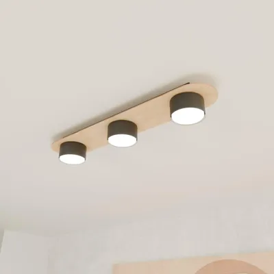 Obrázok produktu pre Závesná lampa DIAZ, svetlé drevo – čierna, 3xGX53x10W, rozmery: 7x55x11 cm, IP20, Emibig
