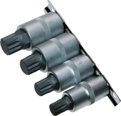Produktbild von 4 x VIELZAHN-Steckschlüssel Einsätze Bit 12-kant XZN 1/2" M12 M14 M16 M17