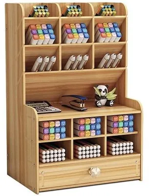 Produktbild von Famanu Holz Büro-Organizer Multifunktional mit Schublade - Kirsche