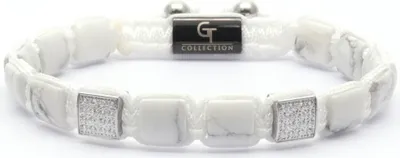 Produktbild von GT Collection | Flat-Bead Armband Herren mit Energie Steine, mit Verstellabarer Kordel und Geschenkschachtel