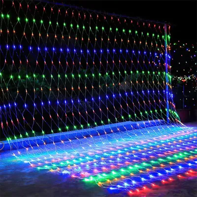 Productafbeelding van Eikuavons LED-lichtketting, lichtnet, 3x2 meter, 200 LED's, kleurrijk, IP44, 8 modi met geheugenfunctie, geschikt voor buiten, kerstverlichting
