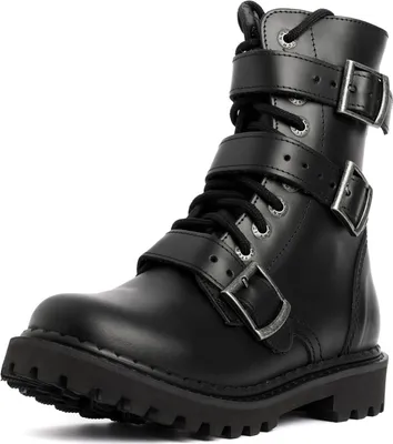 Produktbild von ANGRY ITCH 10-Loch 3 Buckle LIGHT Stiefel Schwarz Leder ohne Stahlkappe, EU 45
