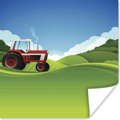 Produktbild von MuchoWow® Poster Traktor - Gras - Luft 100x100 cm - Babyzimmer