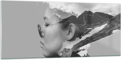 Produktbild von Bilder auf glas - Einteilig - Frau modern schwarz und weiß - 120x50cm - Glasbilder - Wandbilder - Bilder - Wanddekoration aus Glas - Glas Bilder - Wandbild auf Glas - GAB120x50-4571