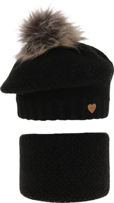 Produktbild von Winterset für Mädchen: rosa Mütze und Schlauchschal mit Pompon Francesca Schwarz Unisize Maxte