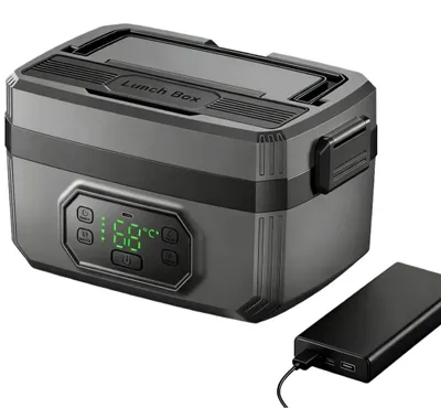 Produktbild von Tragbare Lunchbox - Selbstheizende elektrische Brotdose - 1200 ml - 304 Edelstahl - USB‑C - 50 W - Auslaufsicher - Temperaturregelung