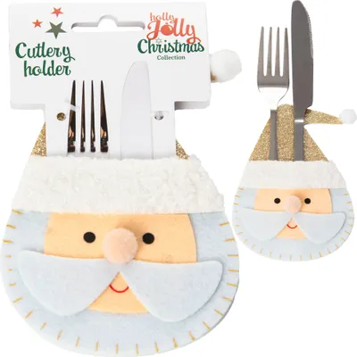Produktbild von Bestecktasche, Besteckhalter, Weihnachtsdeko Innen, Filz, Besteckbeutel, Halter, Weihnachtsgeschirr, Weihnachtsdeko Tisch, Weihnachtsservietten, Weihnachtsmann, 10X14,5 Cm