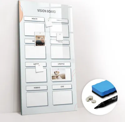 Produktbild von Magnetpinnwand Memoboard - Zubehörsatz - Schwarzer Marker + Schwamm + Magnete - 60 x 120 cm - Gesundheitsamt