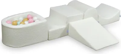Obrázek produktu pro Pěnové hřiště s Boucle White 100 kuliček: bílá, světle mátová, světle růžová, béžová