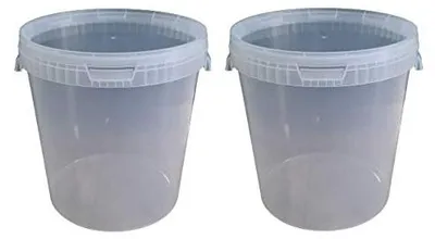 Produktbild von SILPLAST Eimer mit Deckel 30L x 2 Kunststoffeimer 30 Liter lebensmittelecht stapelbar Plastikeimer leer Transparent