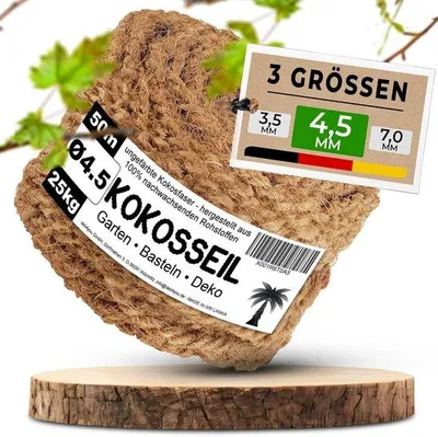 Immagine prodotto di Filo di cocco 4,5 mm x 50 m - biodegradabile e riciclato - Supporti per la piantagione