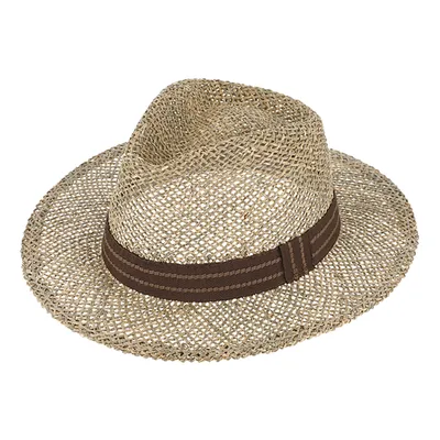 Produktbild von Fiebig Strohhut Traveller Seegras mit zweifarbigem Ripsband Nussbraun Gr. 57