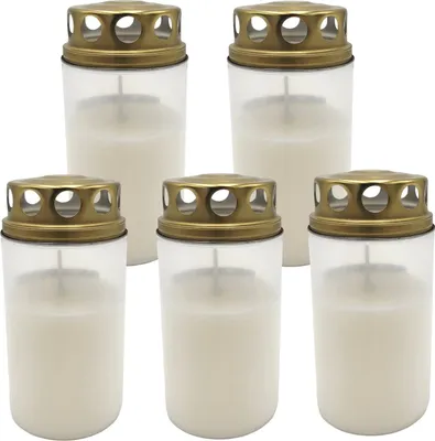 Image de 5x Bougie funéraire blanche Lumière funéraire Bougie commémorative Bougie de deuil Brûleur 3 jours Lumière funéraire