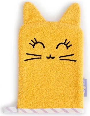 Produktbild von Milk&Moo Tombish Cat Waschhandschuh, kuschelweicher Waschlappen für Babys und Kinder, Badeschwamm, Badehandschuh, aus 100% Baumwolle, weich und lustig, orange, ab 0 Monaten